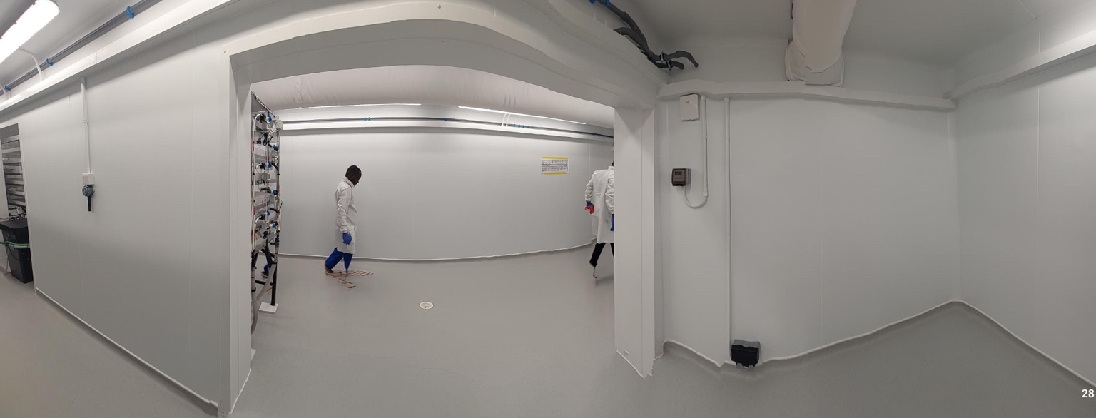 Floor scrubbing and sanitation in a clean facility